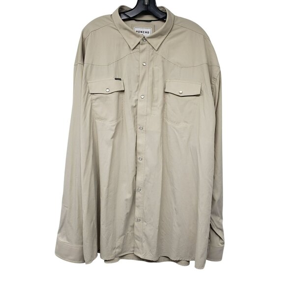 Poncho The Big Bend Western Performance Long Sleeve Shirt Pearl Snap UPF 50 - Picture 1 of 11